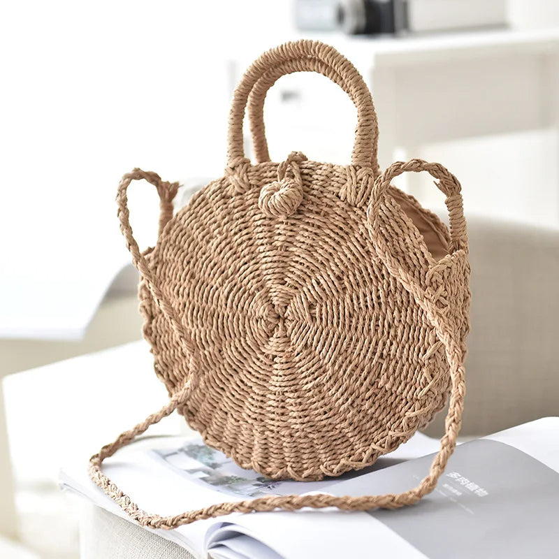 ByMave - Round wicker bag with shoulder strap-Elly Rose