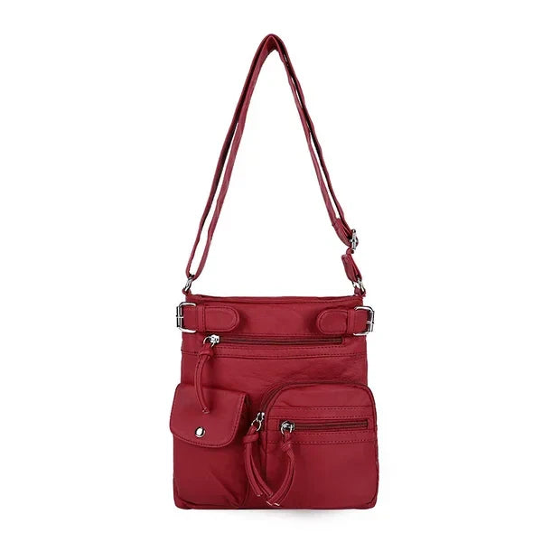 Zara | Soft leather shoulder bag with multiple compartments.-Elly Rose