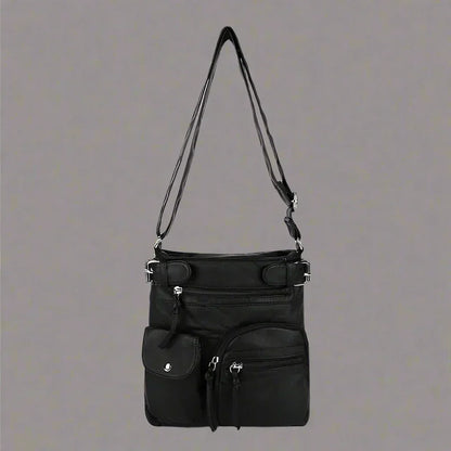 Zara | Soft leather shoulder bag with multiple compartments.-Elly Rose