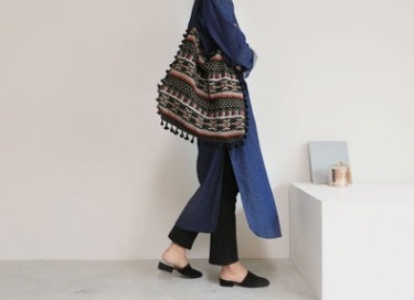 SoSun - Geometric bag with tassels-Elly Rose