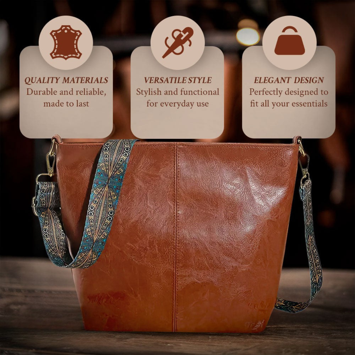 Chelsey's Vintage Charm | Leather Shoulder Bag