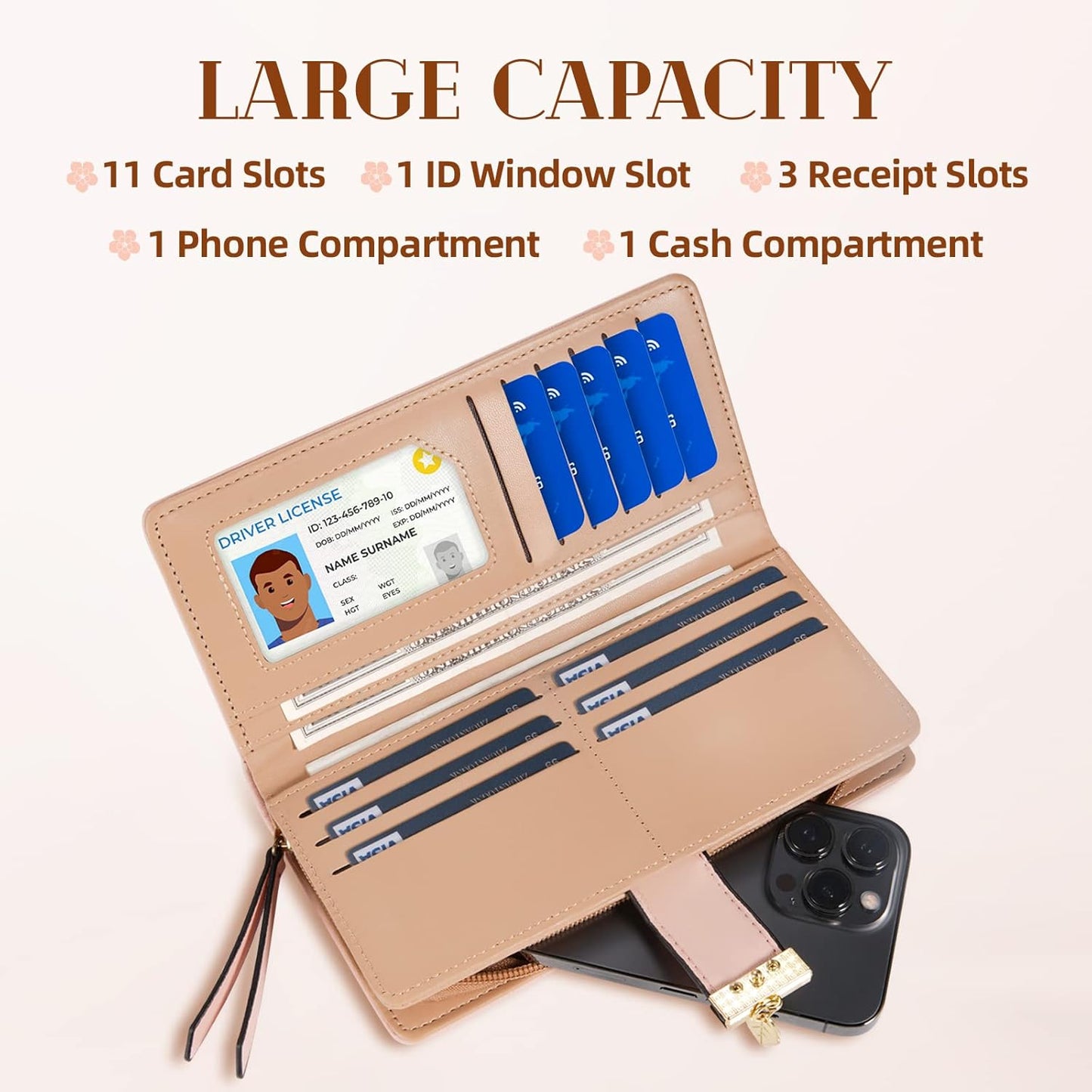 Leather wallet with long leaves - Leanne-Elly Rose