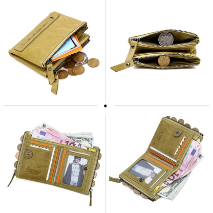 Compact wallet with double zipper closure | Practical and elegant-Elly Rose