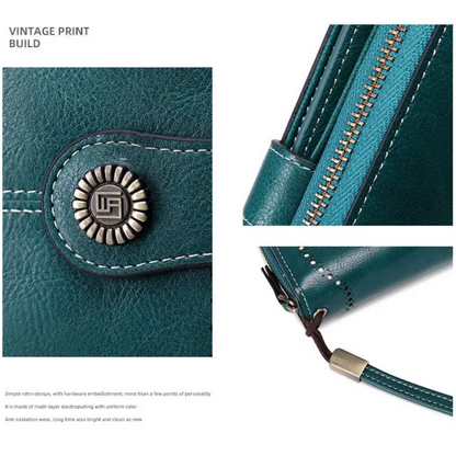 Leather wallet with strap | Large capacity-Elly Rose