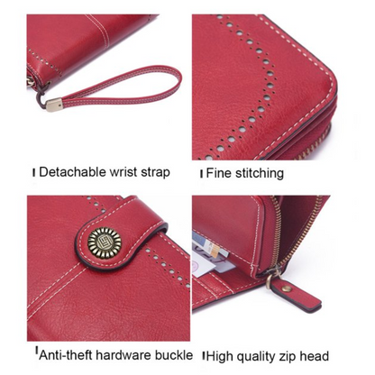 Leather wallet with strap | Large capacity-Elly Rose