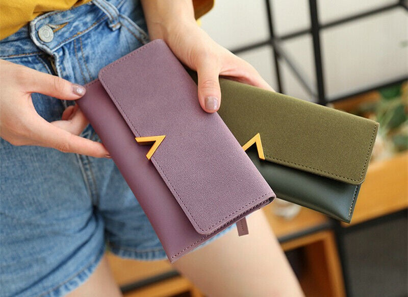 Suede leather wallet | Large and modern-Elly Rose