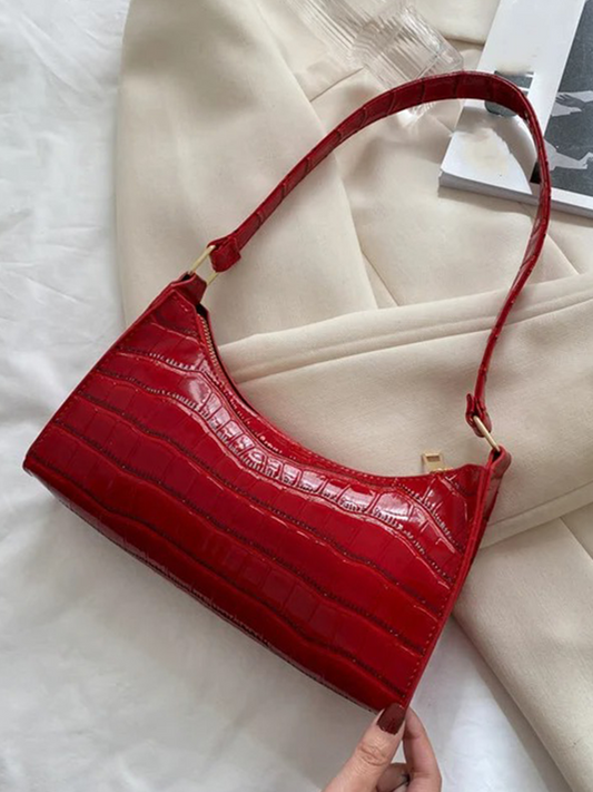 Quincy PU Leather Handbag | Crocodile Leather Shoulder Bag | Fashion Design Bag-Elly Rose