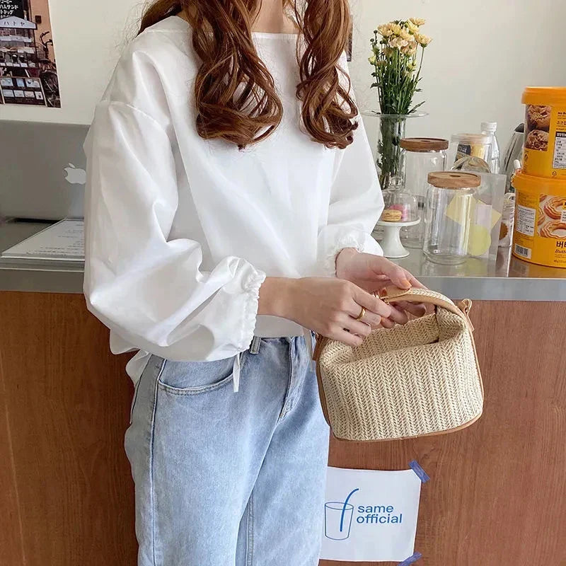 Charm by CocoStyle: straw shoulder bag-Elly Rose