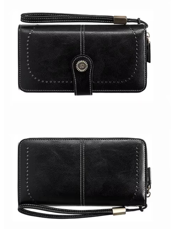 Leather wallet with strap | Large capacity-Elly Rose