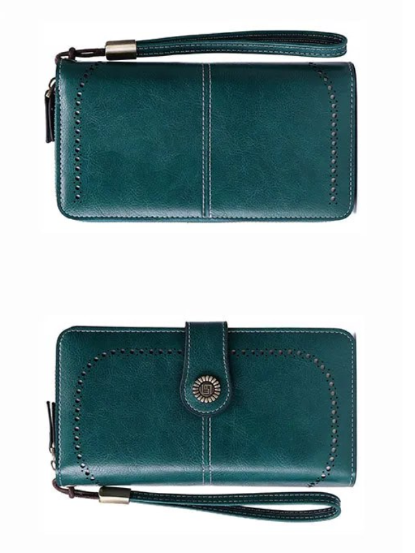 Leather wallet with strap | Large capacity-Elly Rose