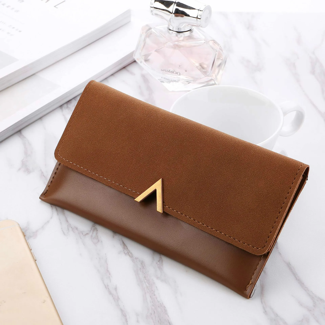 Suede leather wallet | Large and modern-Elly Rose