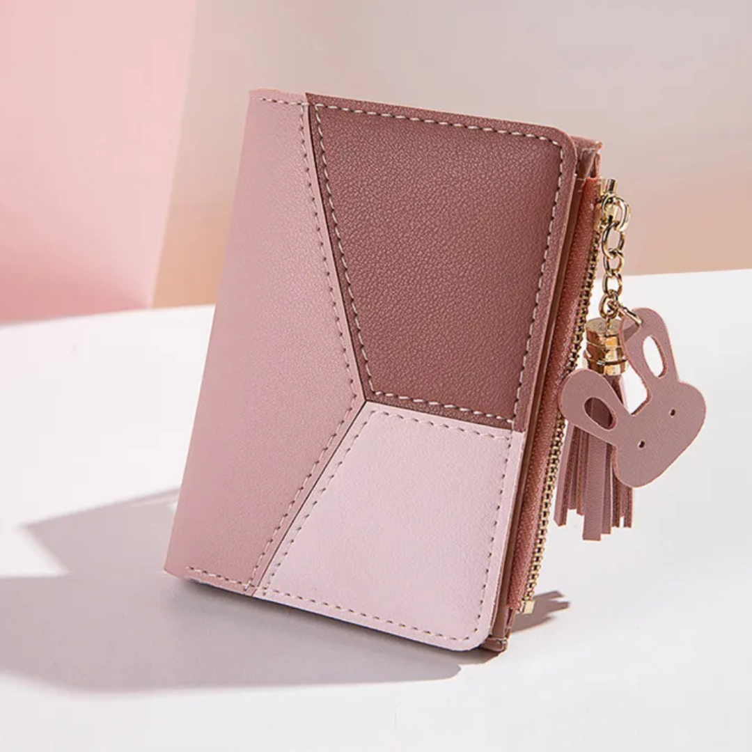 Small wallet with pompom zipper | Elegant and functional-Elly Rose