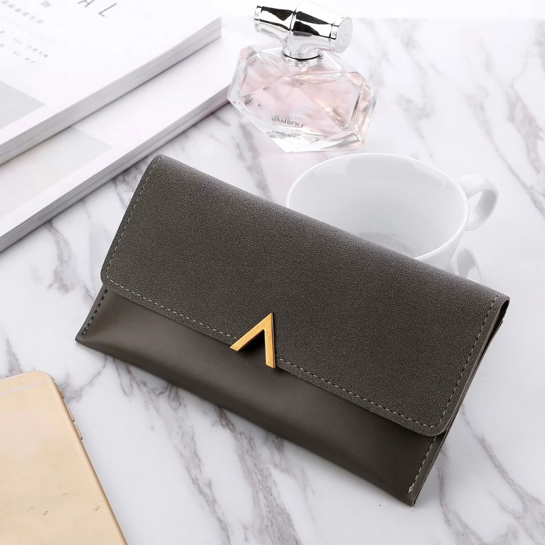 Suede leather wallet | Large and modern-Elly Rose